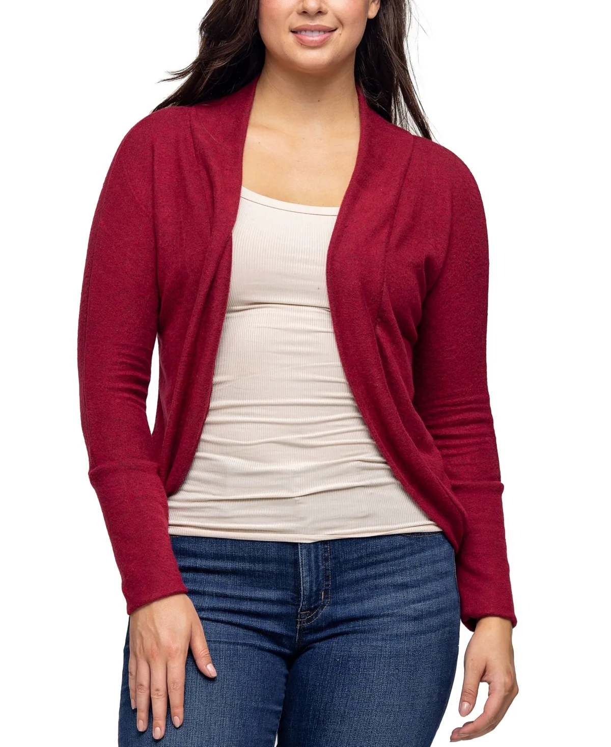 Curved Hem Open Front Long Bolero Shrug by 24seven Comfort Apparel