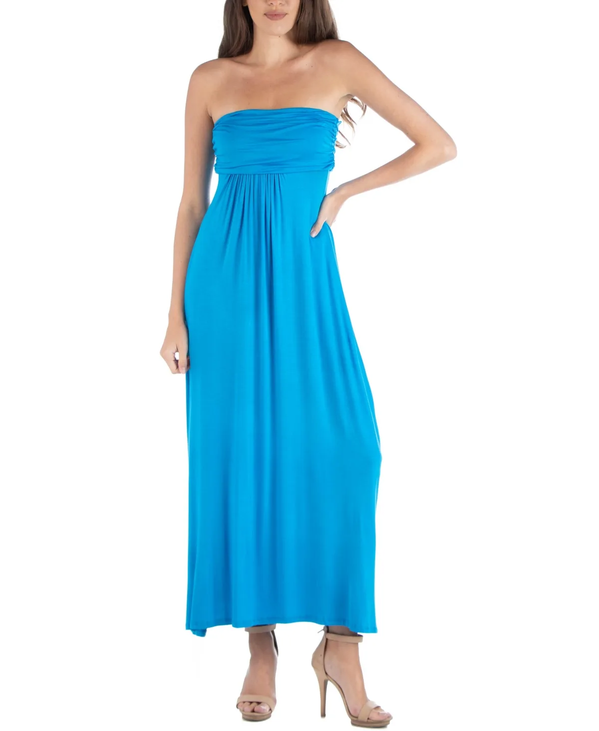 Strapless Empire Waist Maxi Dress by 24seven Comfort Apparel