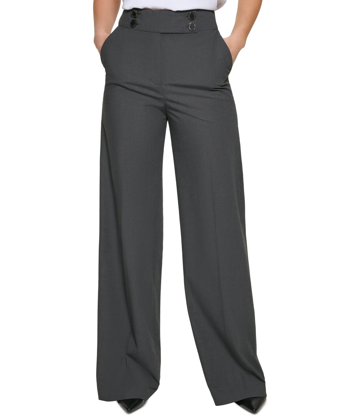 Whitney Button Front Wide Leg Pants by Calvin Klein