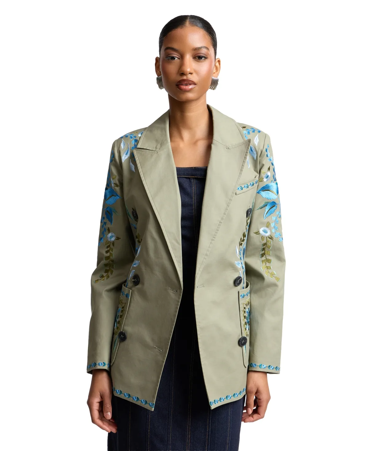 Embroidered Double-Breasted Blazer by Avec Les Filles
