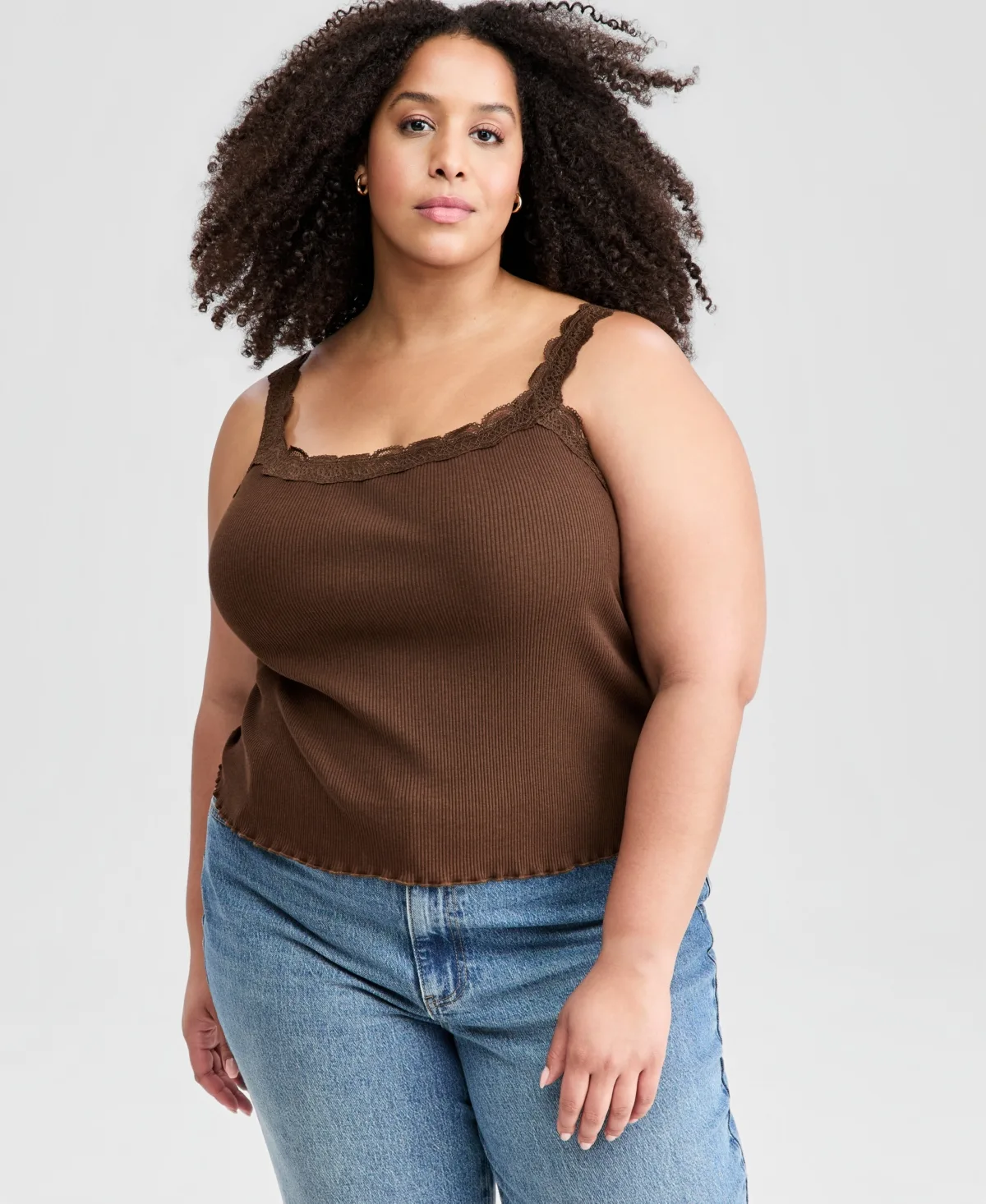 Lace-Trim Ribbed Tank by And Now This