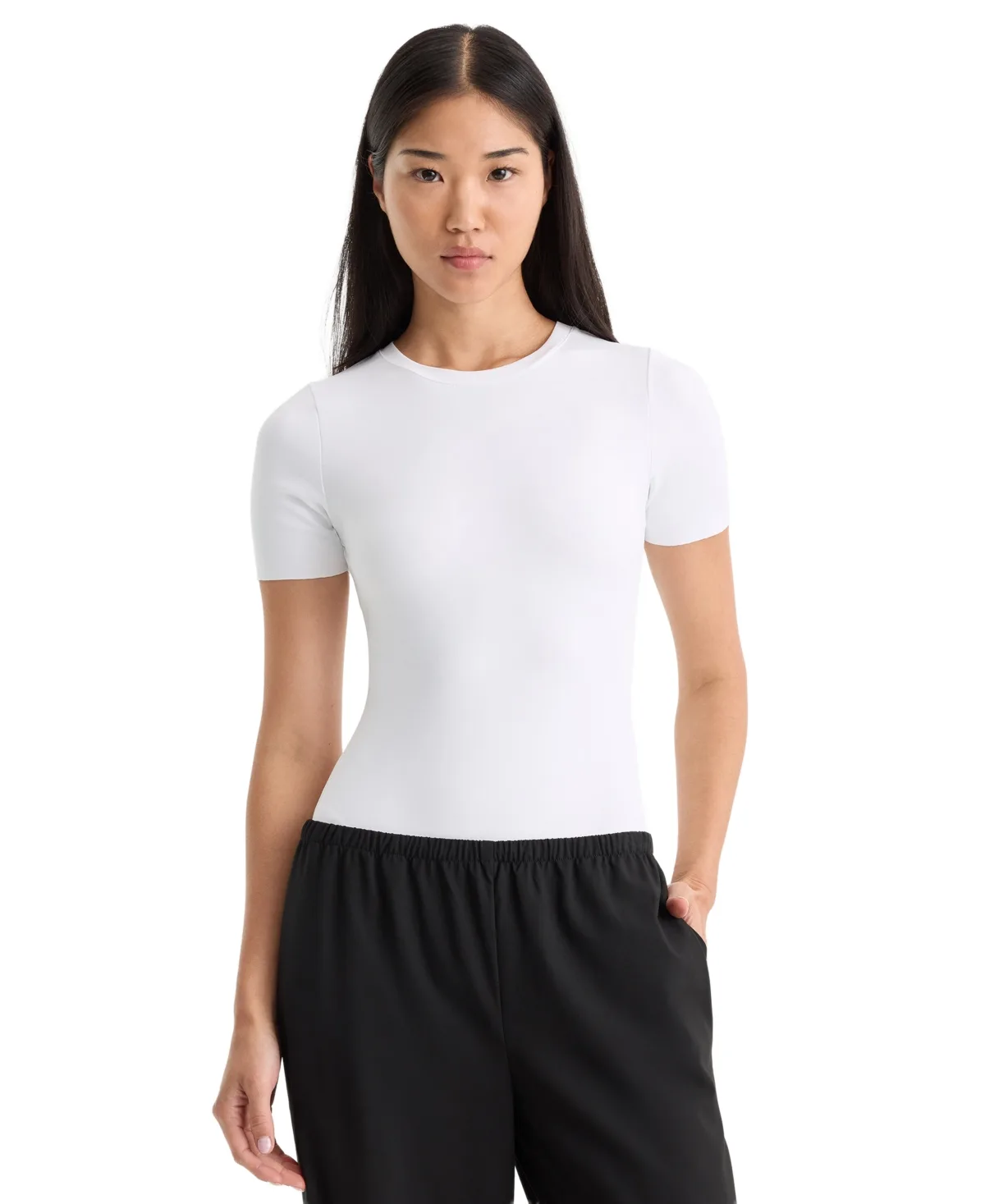 Scuba Crewneck Short-Sleeve Bodysuit by Good American