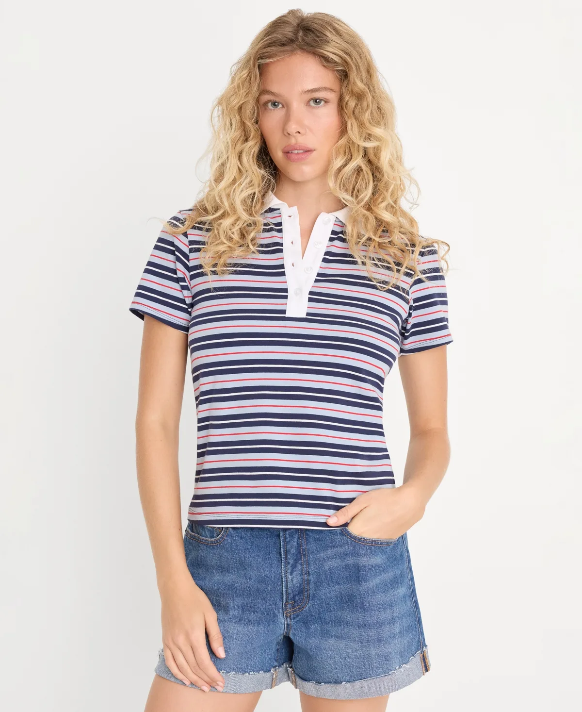 Cotton-Blend Short-Sleeve Polo Shirt by Good American