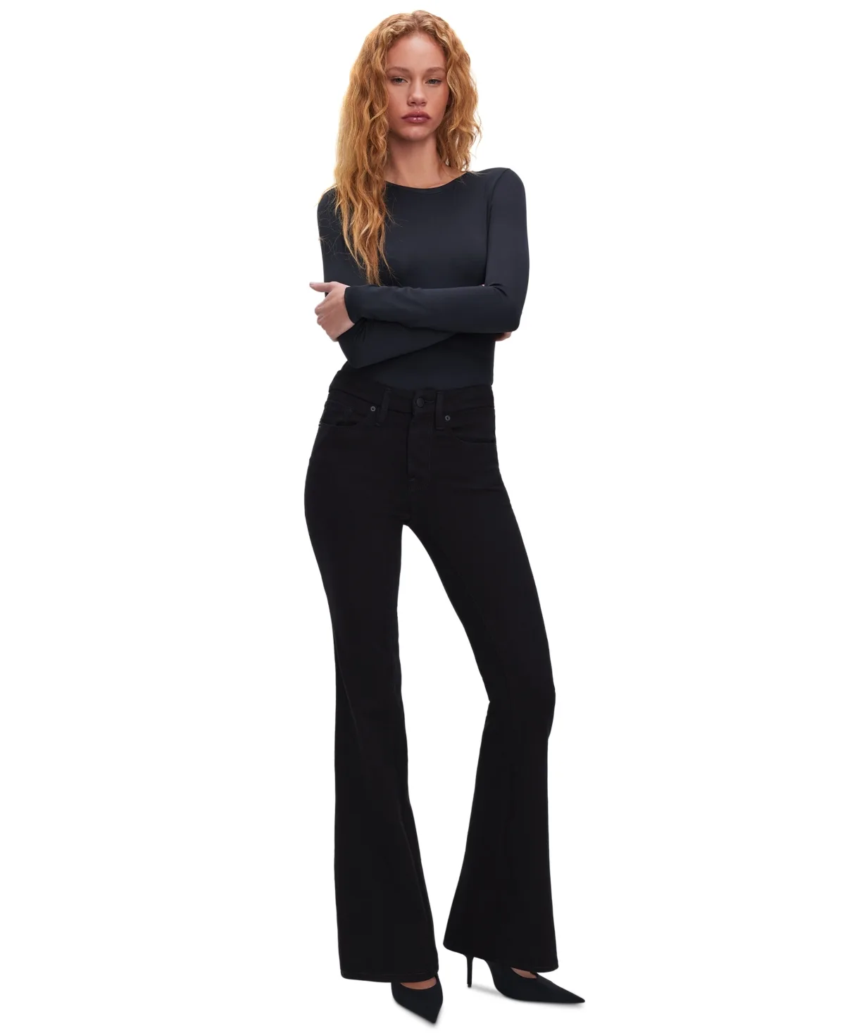 Never Fades Flare Jeans by Good American