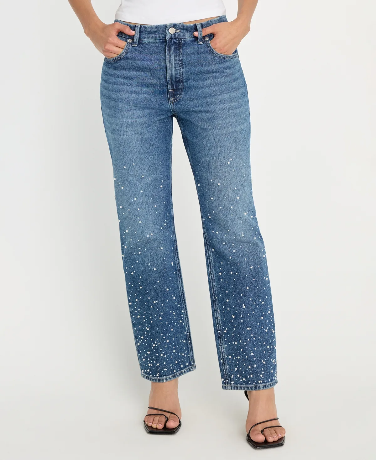 Good Icon Straight Crop Cultivated Pearl Jeans by Good American