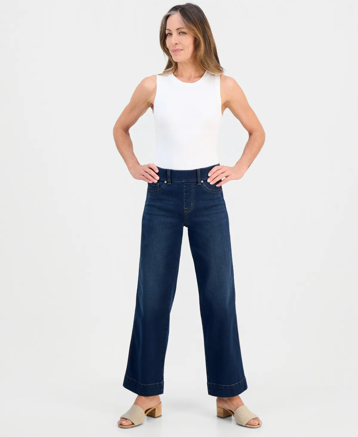 Pull-On Shaping High-Rise Wide-Leg Jeans by Style & Co