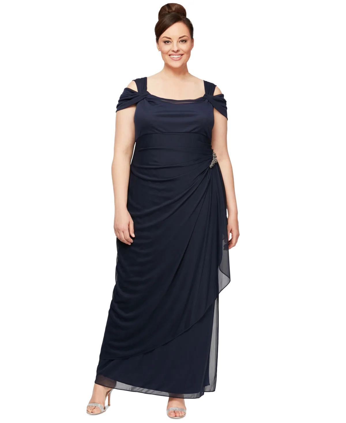 Draped Cold-Shoulder Dress by Alex Evenings
