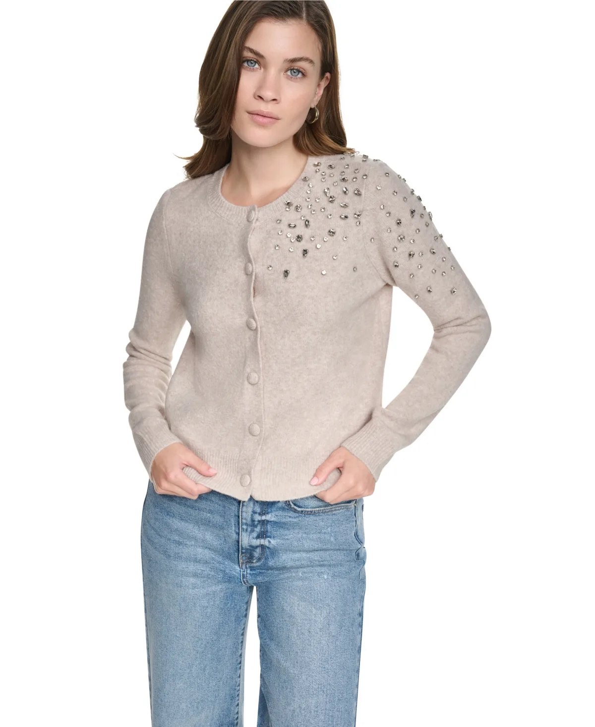 Button-Front Jersey Knit Sweater by Dkny Jeans