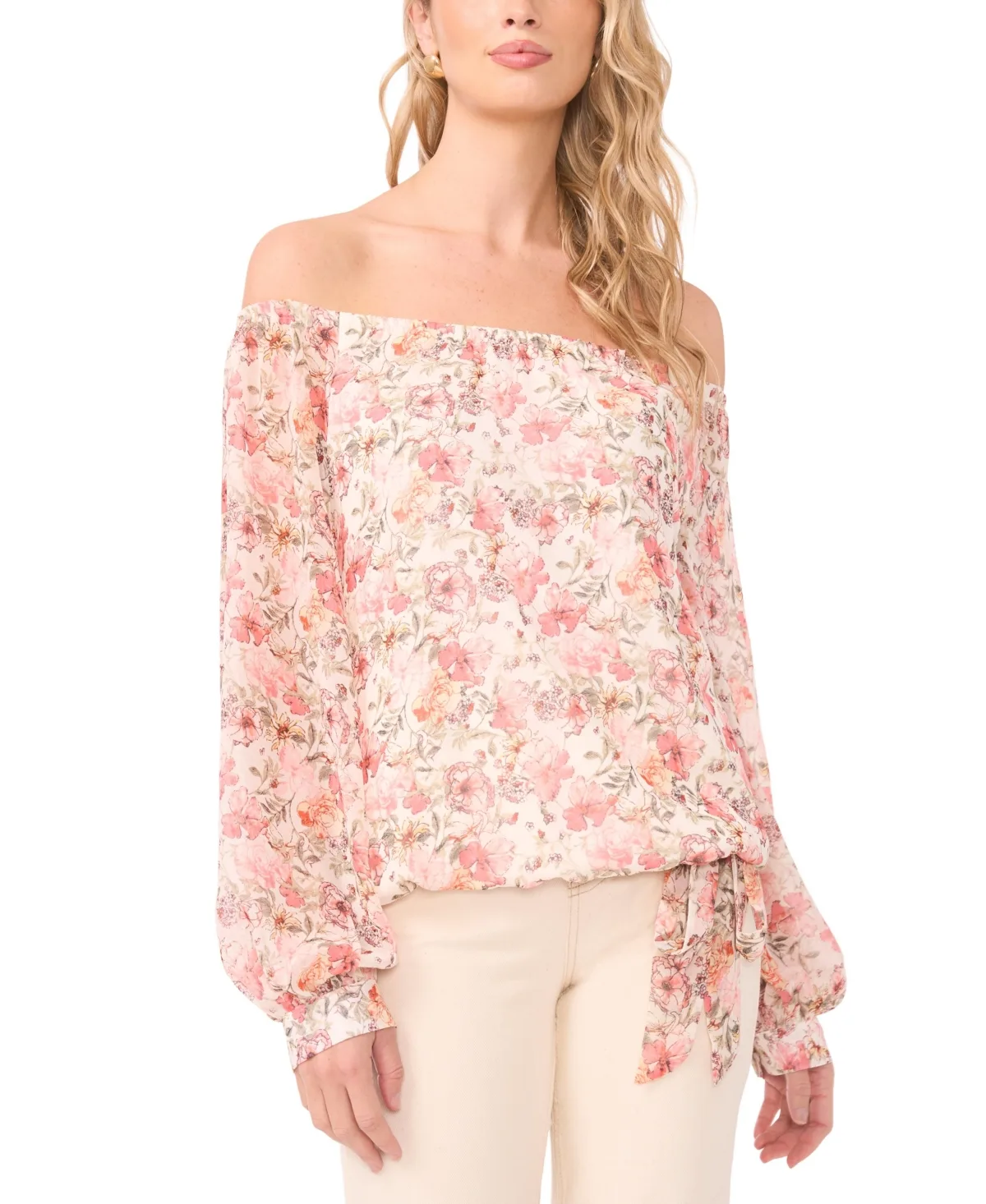 Off-The-Shoulder Printed Blouse by Vince Camuto