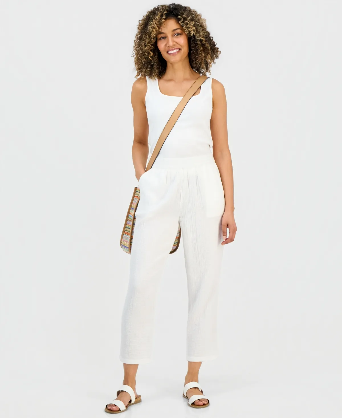 Mid-Rise Tapered Cotton Pull-On Pants by Style & Co