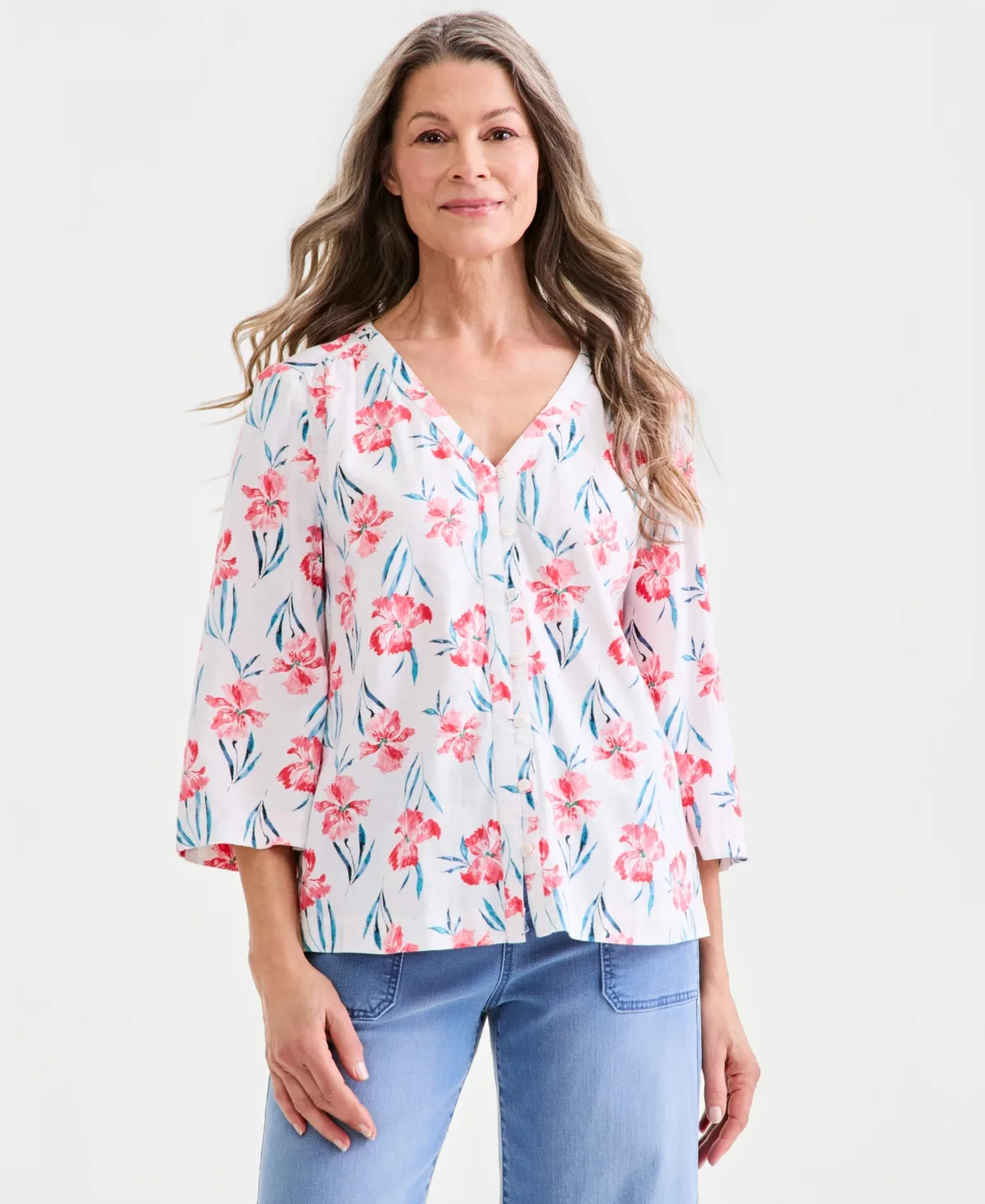Printed V-Neck Top by Style & Co