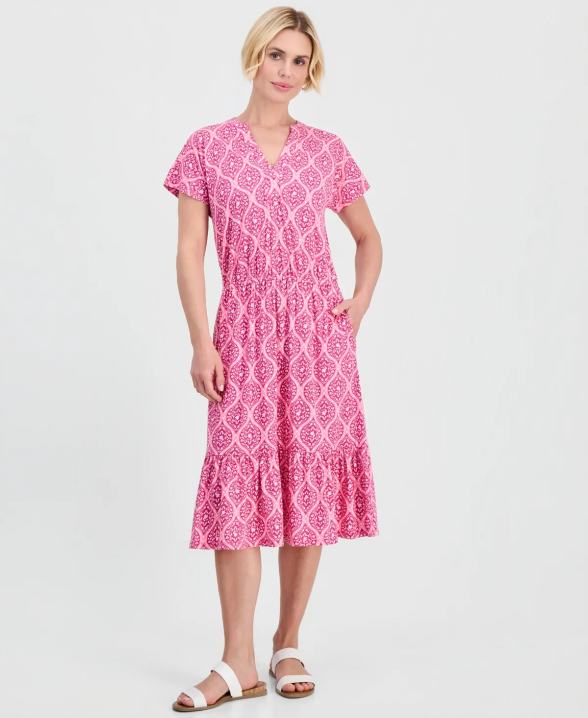 Printed V-Neck Midi Dress by Style & Co