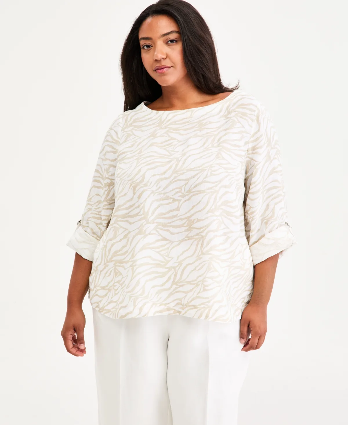 100% Linen D-Ring Top by Charter Club