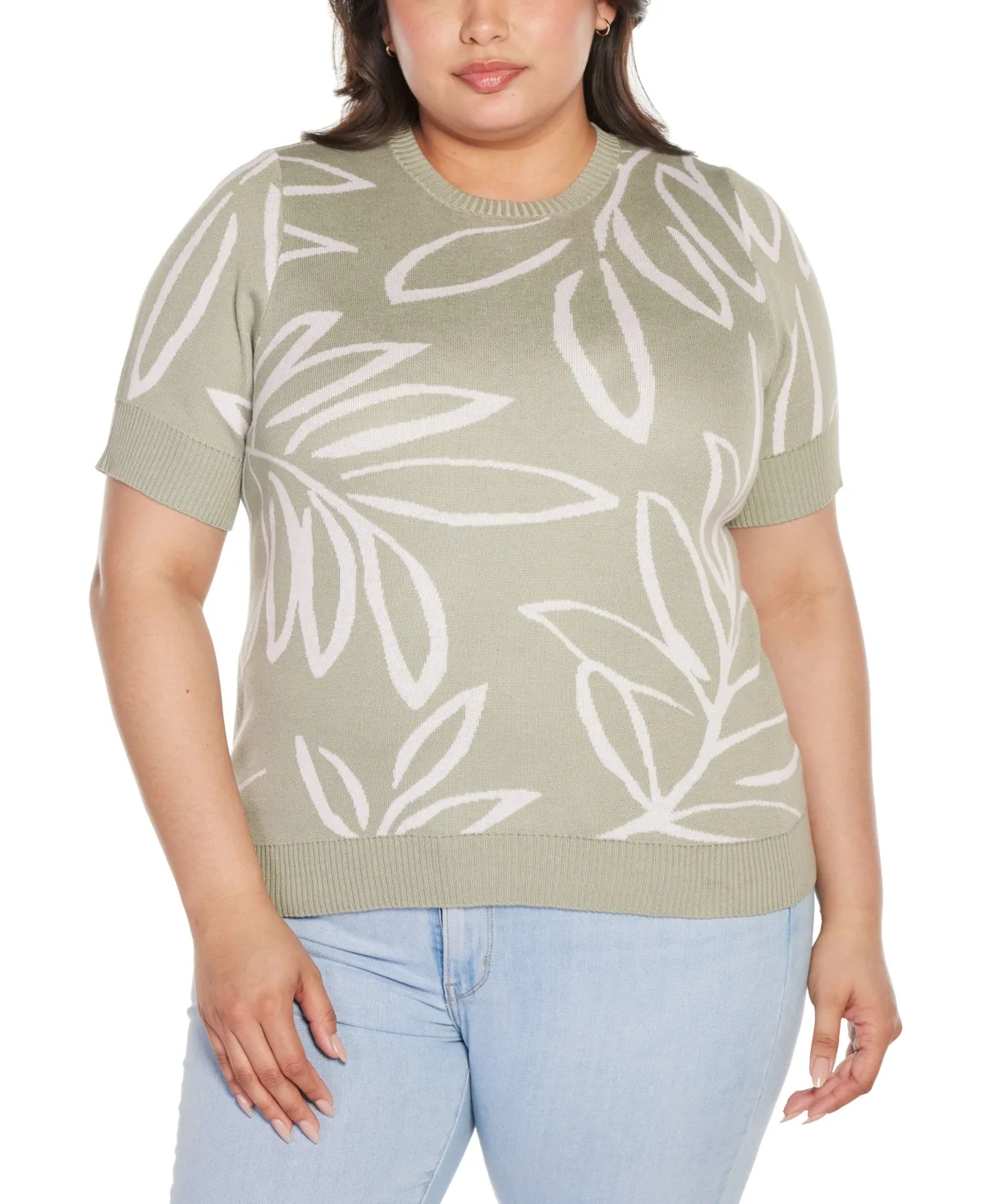 Jacquard Short Sleeve Sweater by Belldini