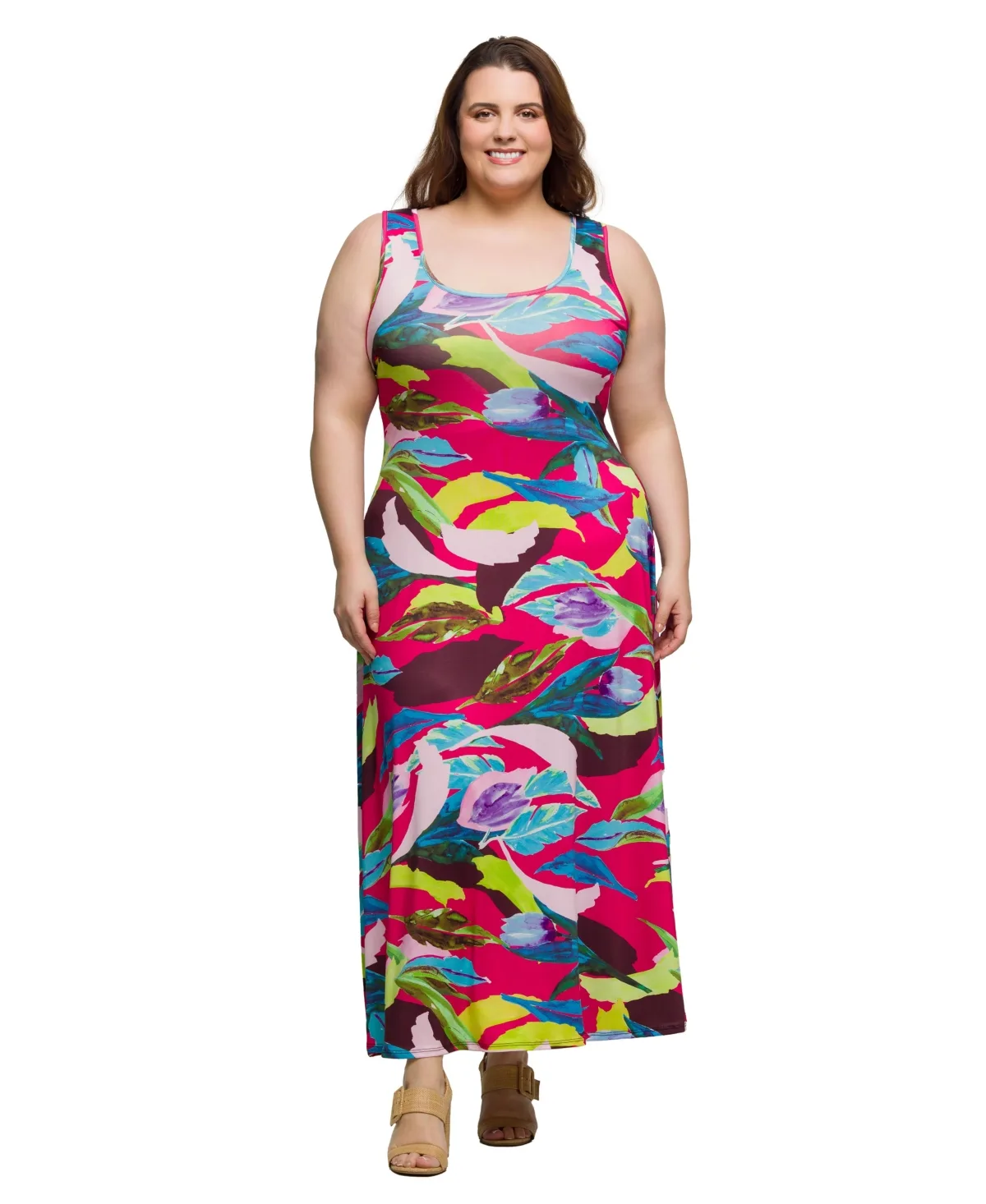 Scoop Neck A-Line Sleeveless Maxi Dress by 24seven Comfort Apparel