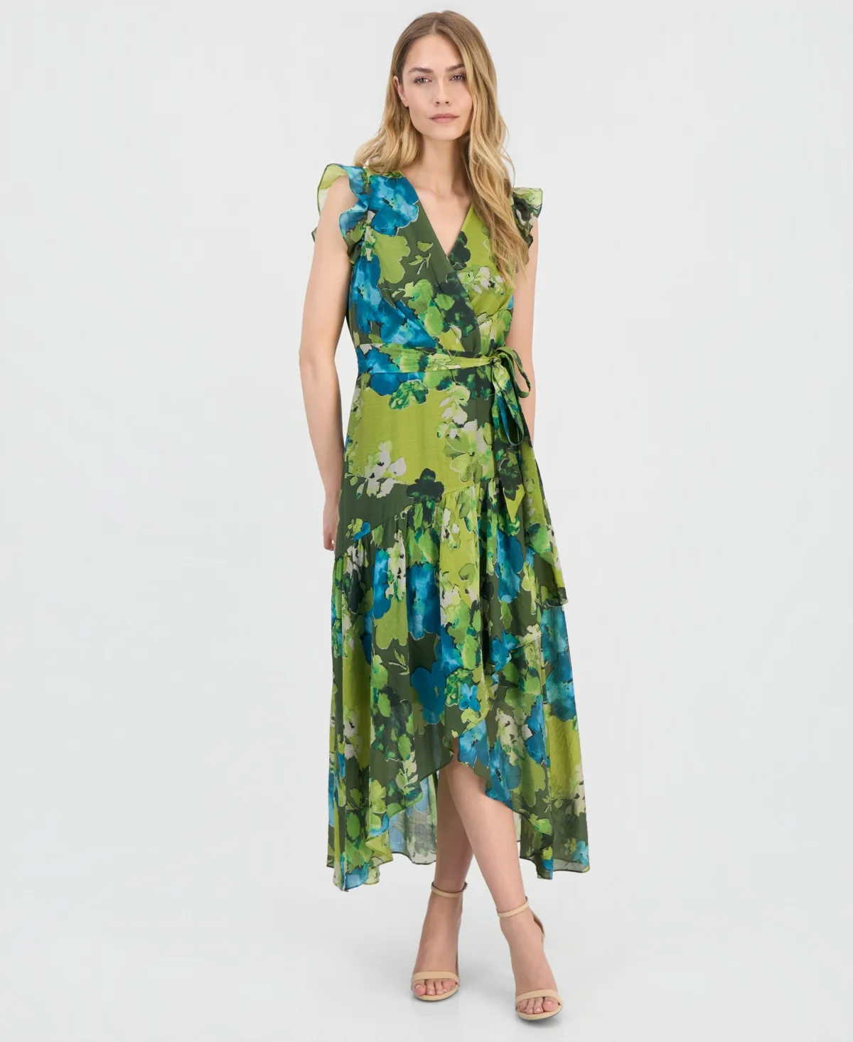 Floral-Print Chiffon Tie-Waist Midi Dress by Anne Klein