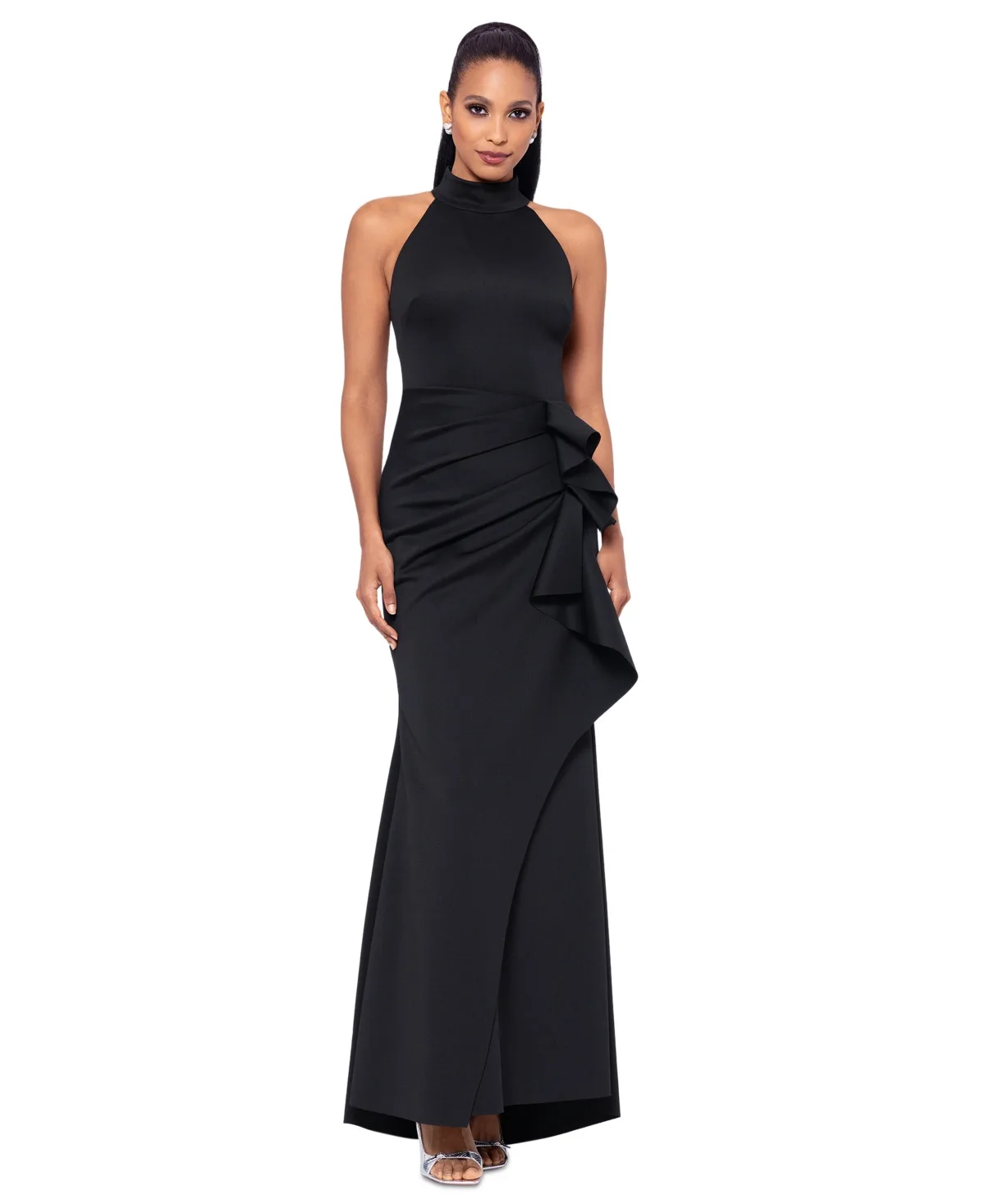 Ruffled Sleeveless Scuba Fit & Flare Dress