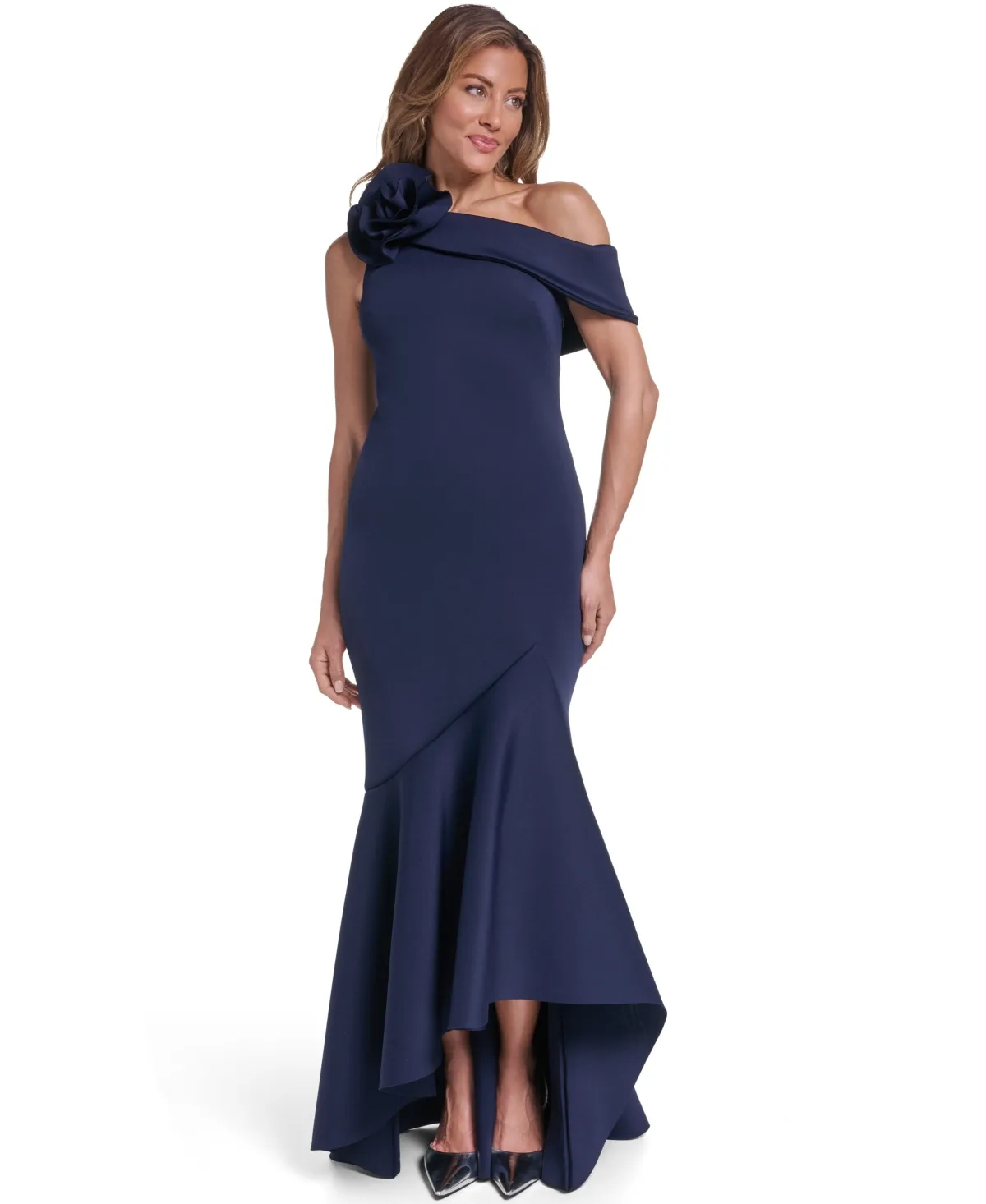 One-Shoulder Ruffle Gown Dress