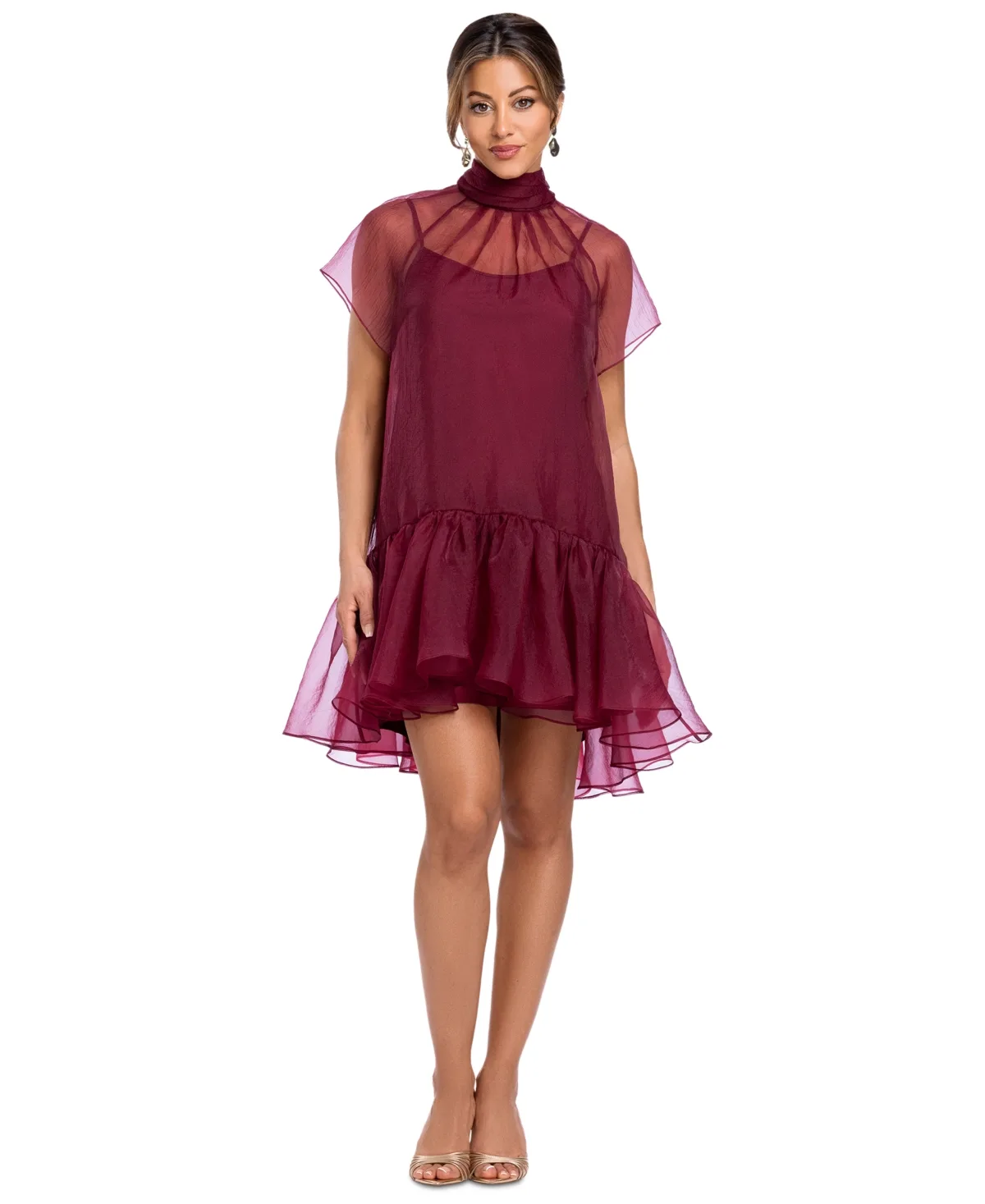 Organza Mock Neck Shift Dress by Xscape