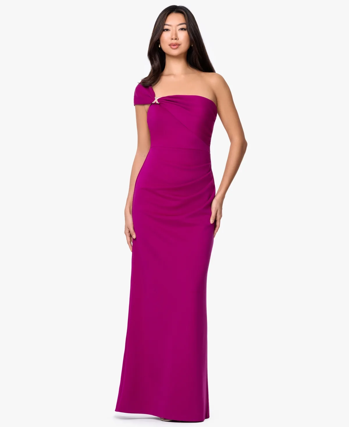 One-Shoulder Trim Gown by B&a By Betsy And Adam