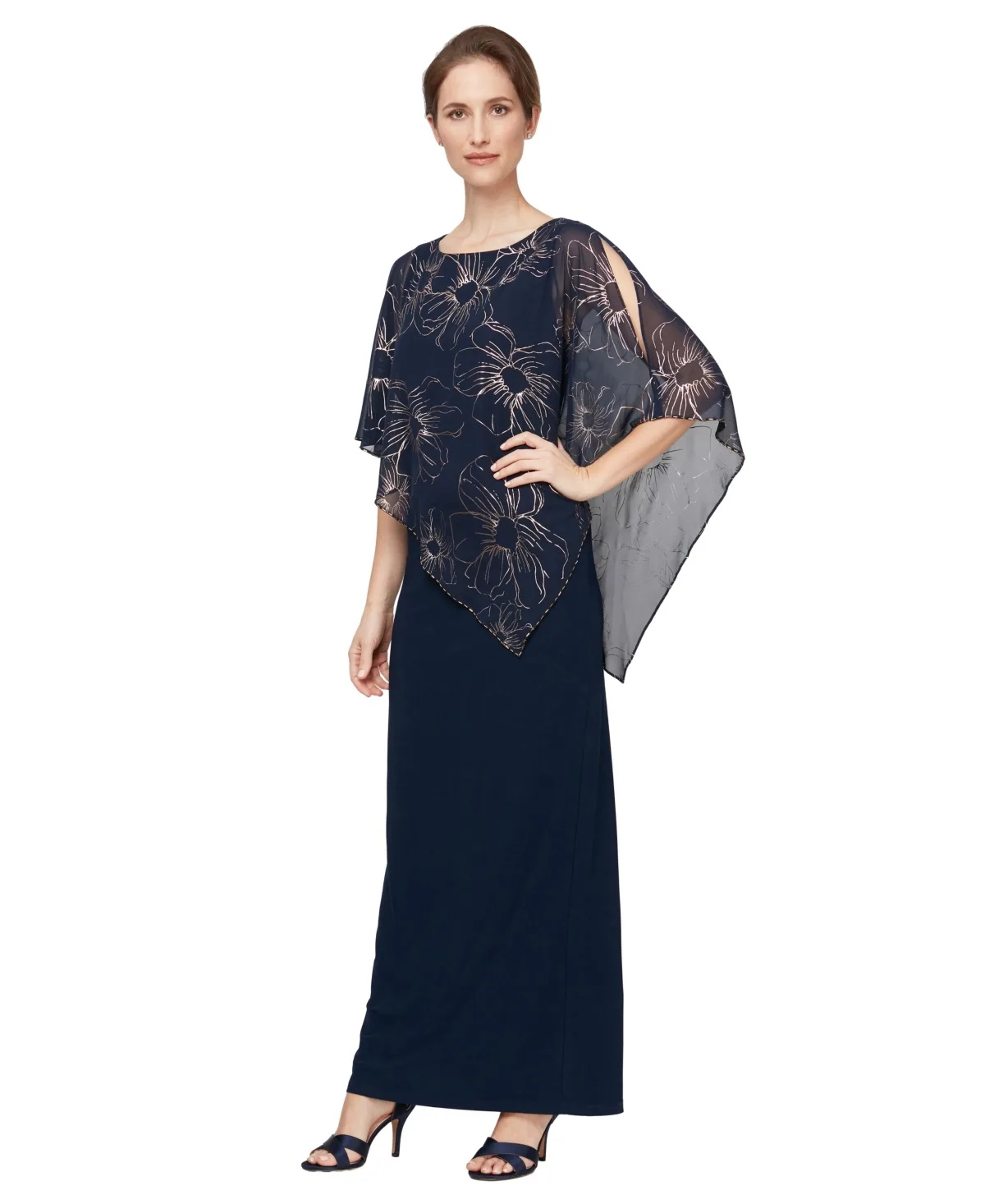 Long Foil Overlay Dress by Sl Fashions