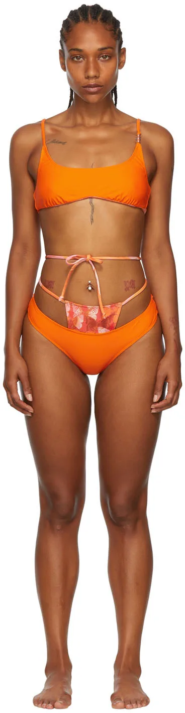 SSENSE Exclusive Orange Recycled Nylon Bikini