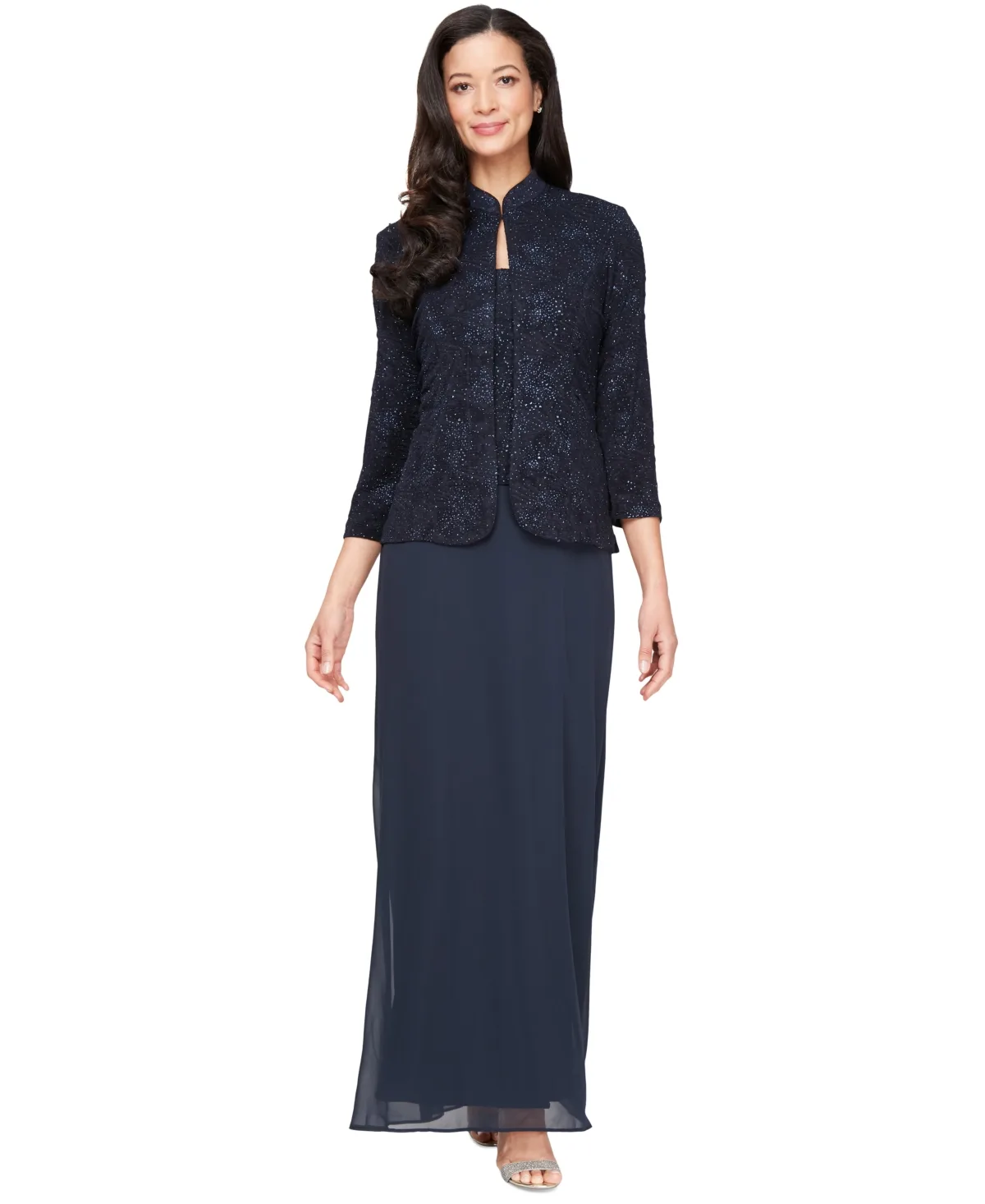 Dress and Jacket, Patterned Sparkle Evening Dress by Alex Evenings