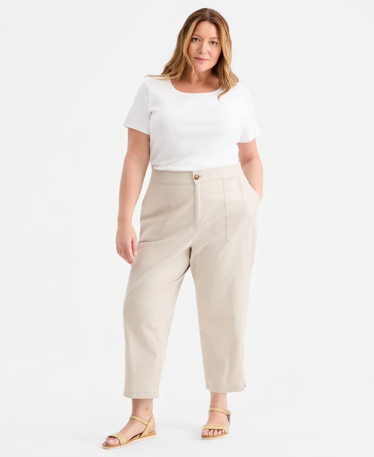 Side Zip Cropped Tapered Pants