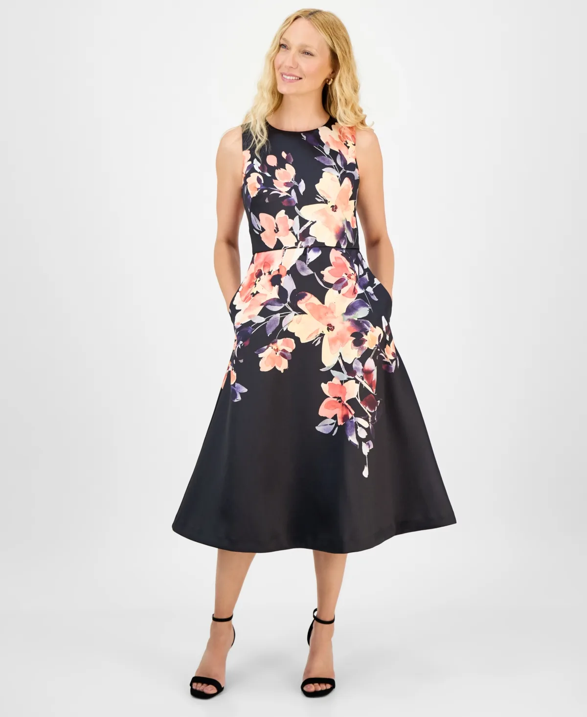 Printed Sleeveless Midi Dress by Julia Jordan