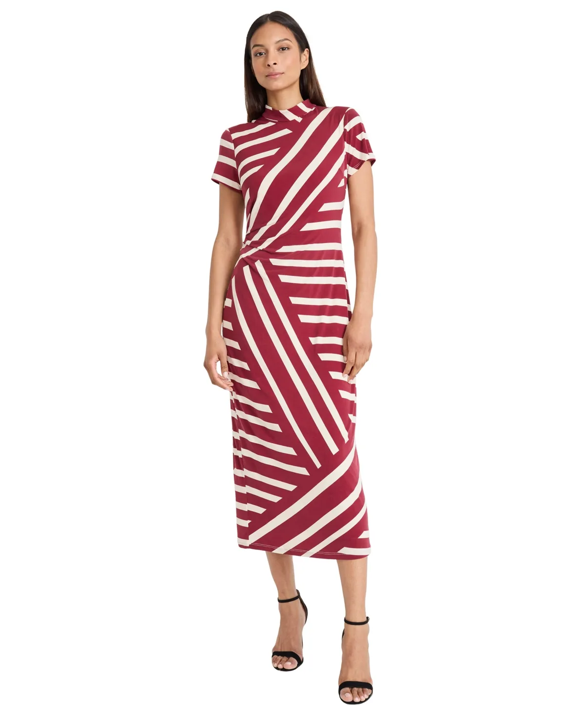 Mock Neck Short-Sleeve Dress