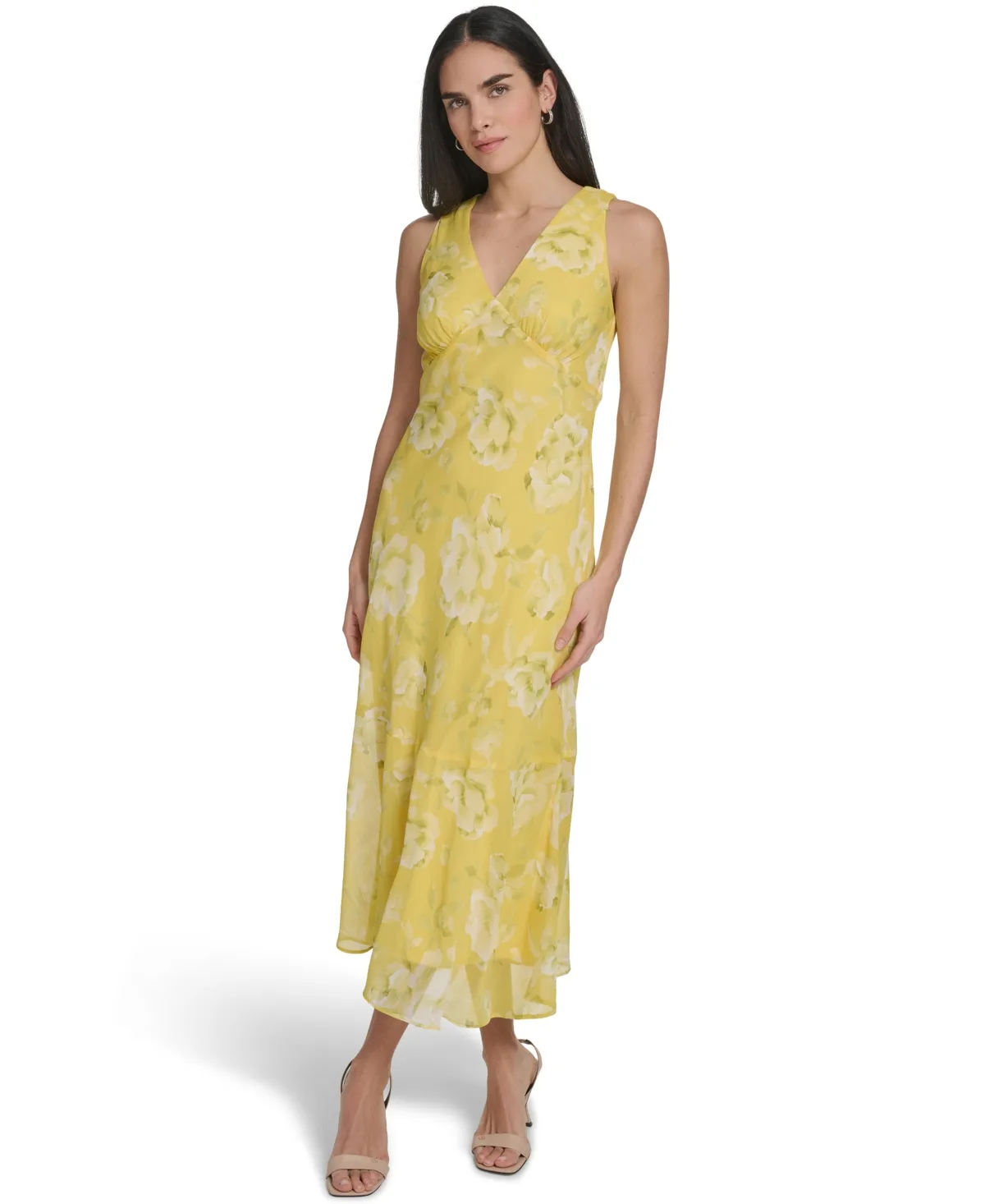V Neck Midi Dress by Calvin Klein
