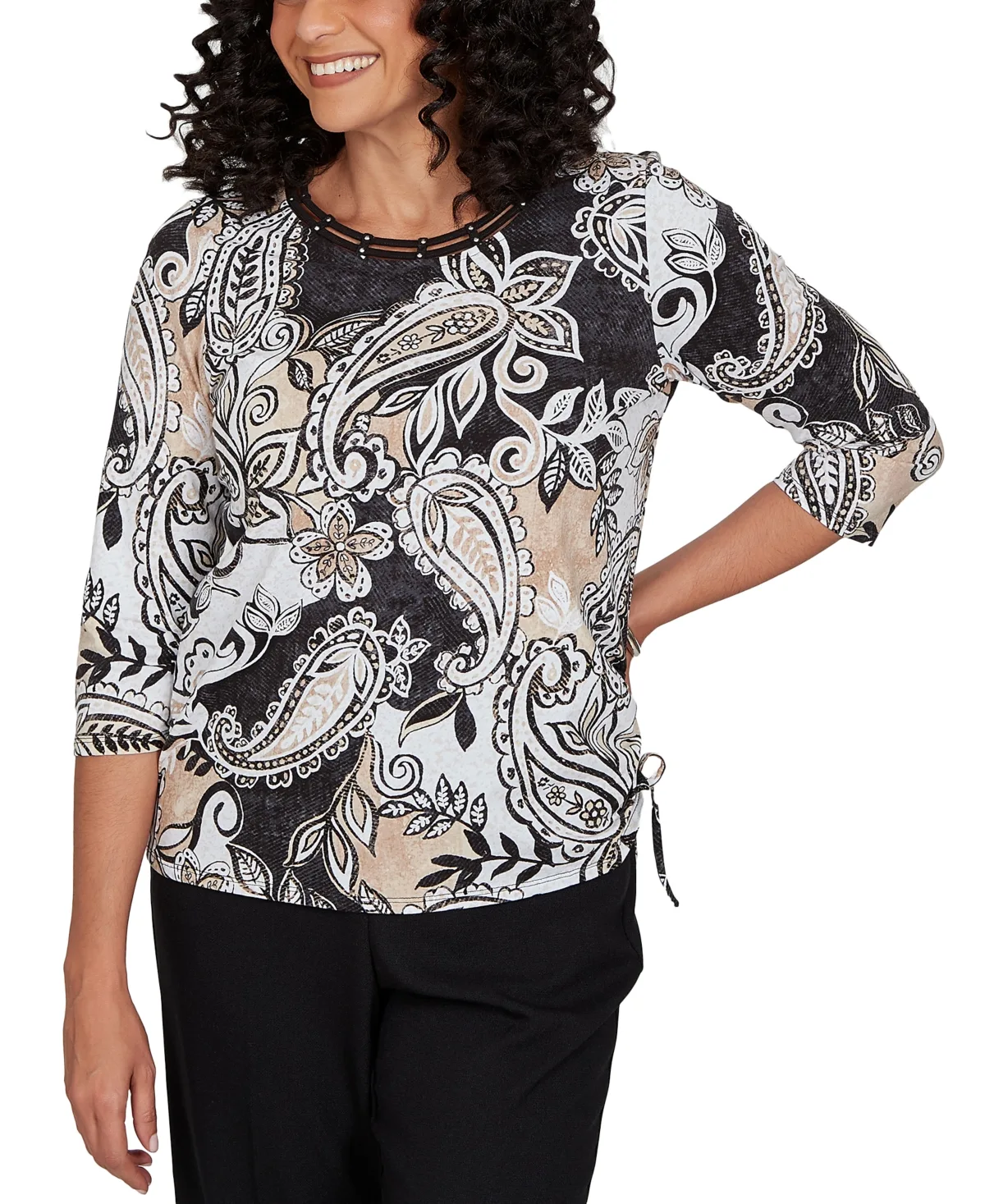 Paisley Neutrals Knit Top by Alfred Dunner