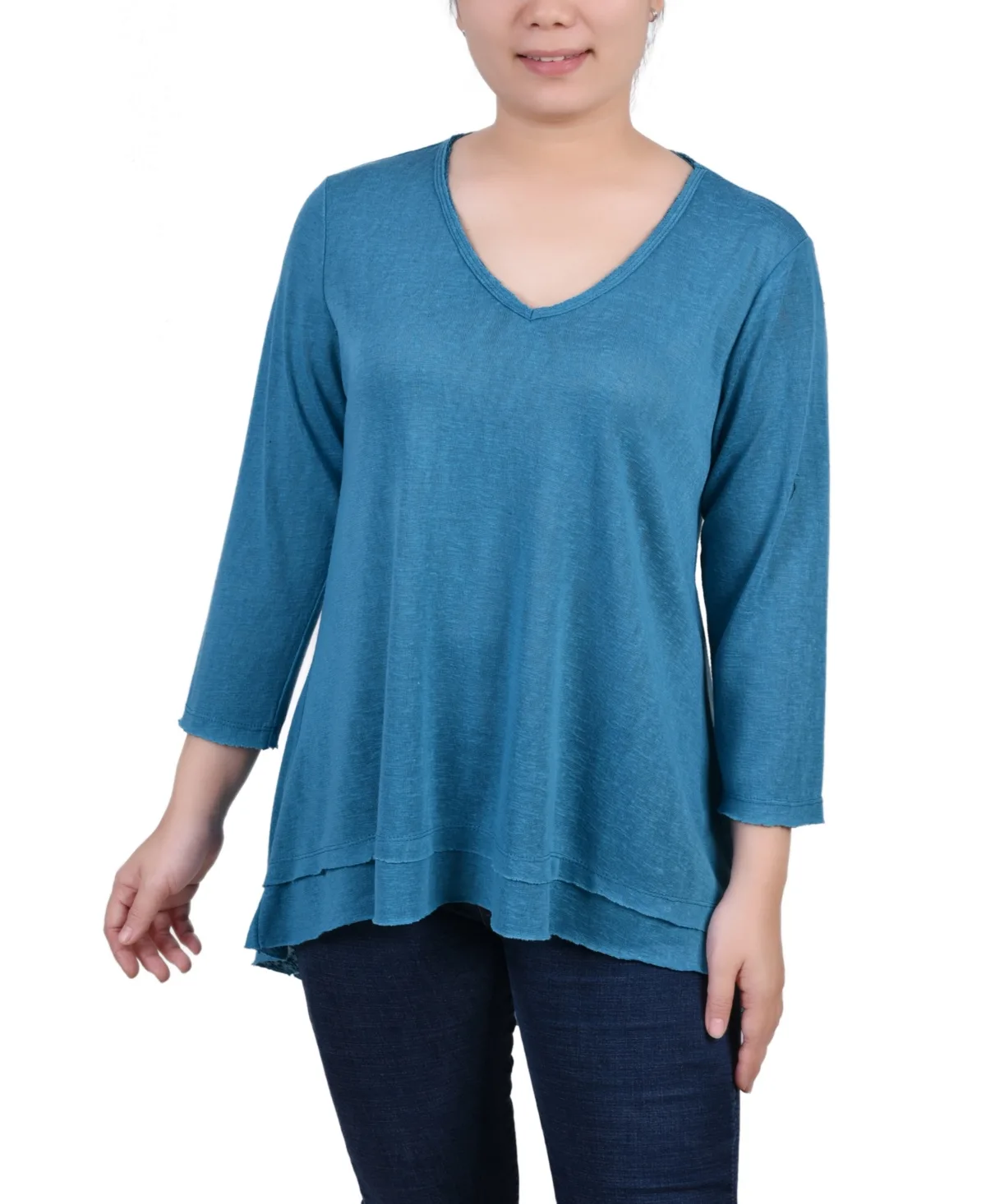 3/4 Sleeve V-Neck Top by Ny Collection