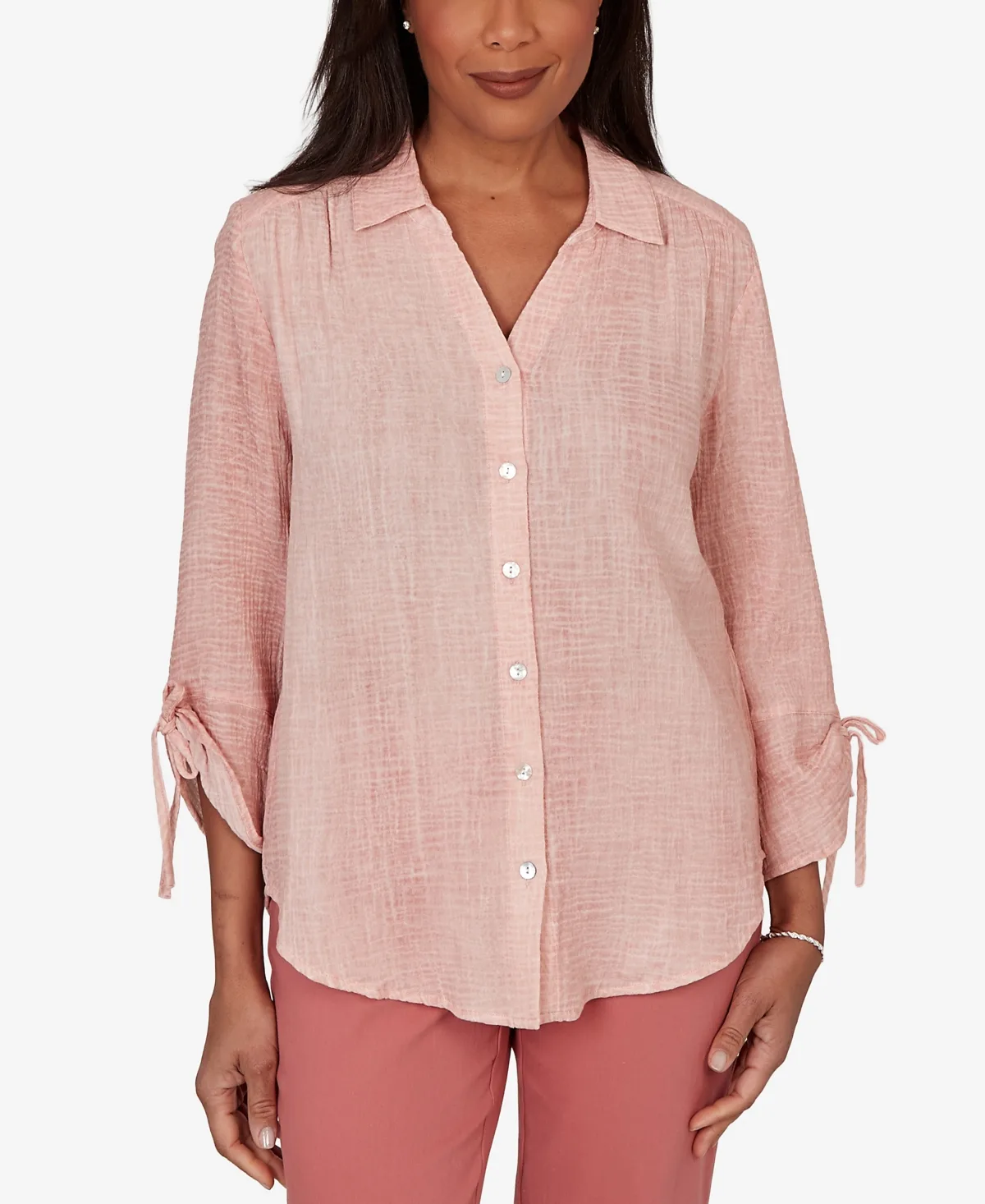 Camden Market Crinkle Gauze Button-Front Top by Alfred Dunner
