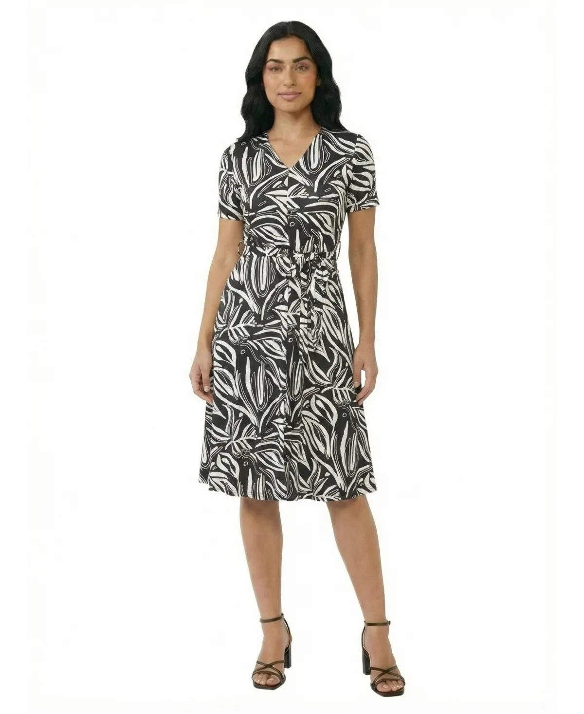 Abstract Short-Sleeve Midi Dress by 24seven Comfort Apparel