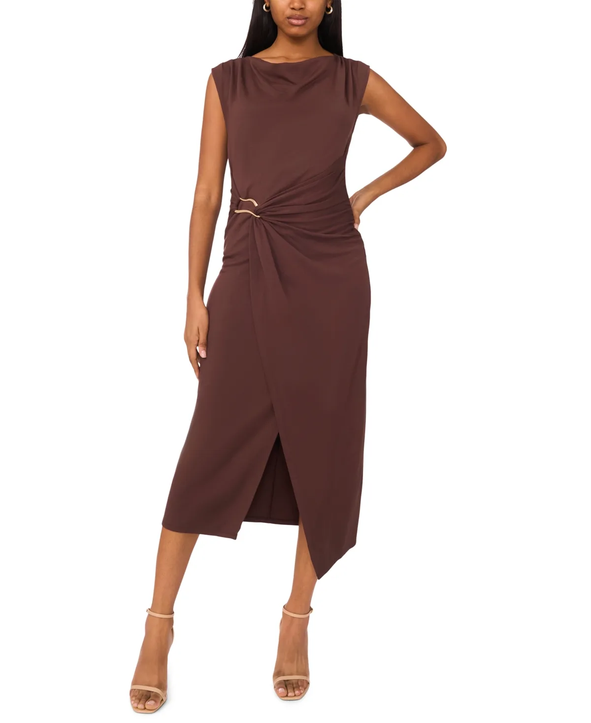 Short-Sleeve Ponte Midi Dress