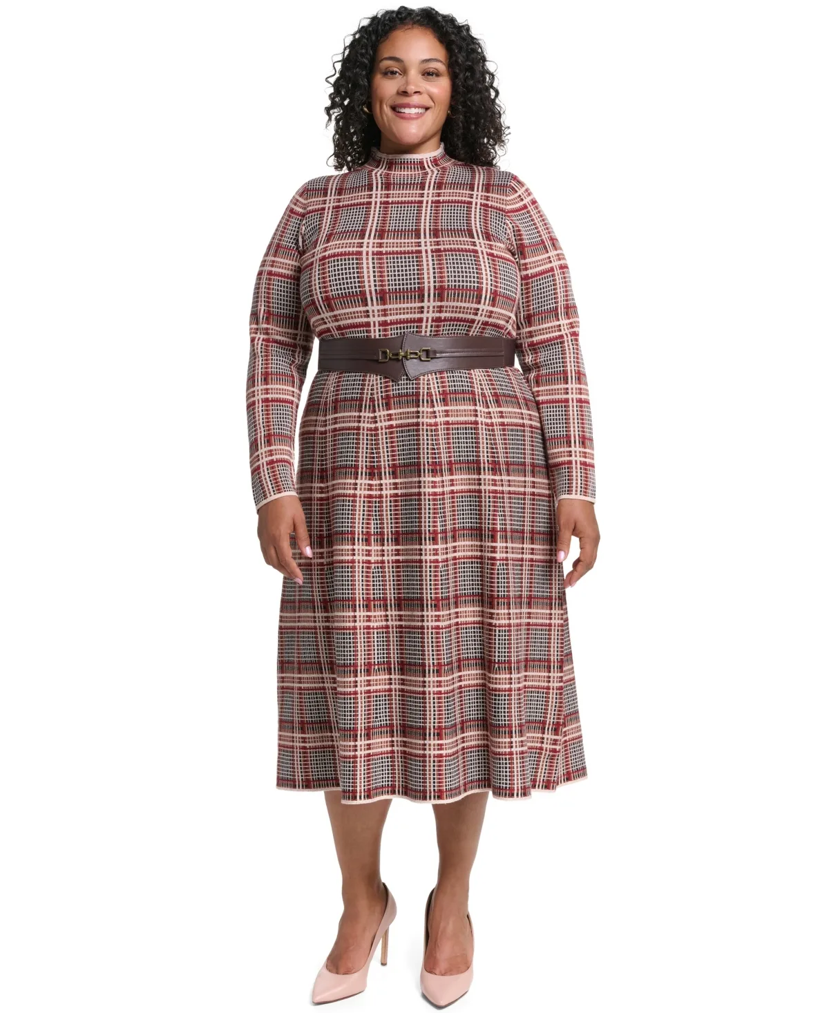 Mock Neck Midi Fit & Flare Dress by Eliza J