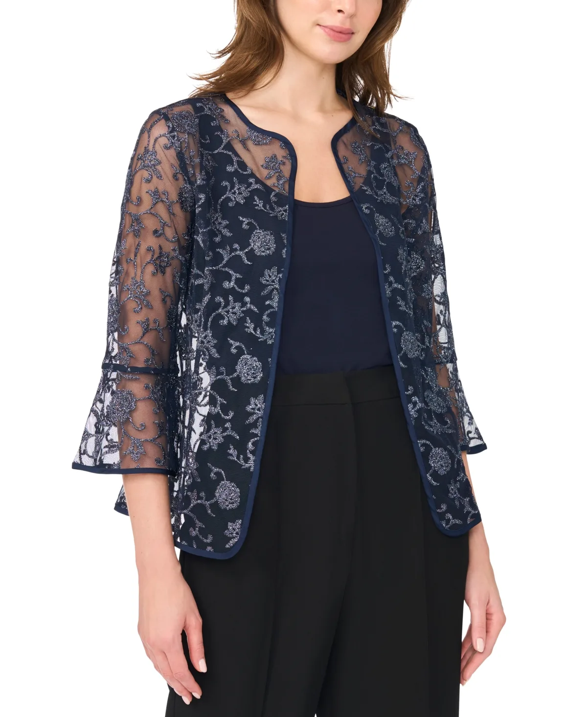 Glitter Lace Jacket and Satin Tank, 2-Piece Set by Msk