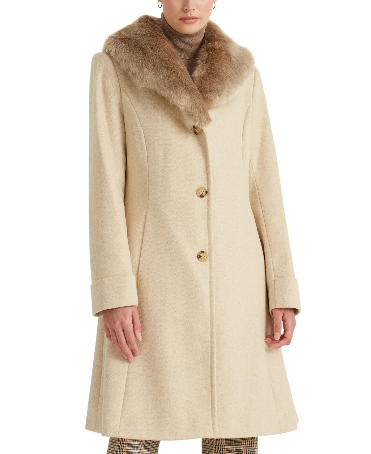 Icon Faux-Fur Collar Walker Coat by Lauren Ralph Lauren