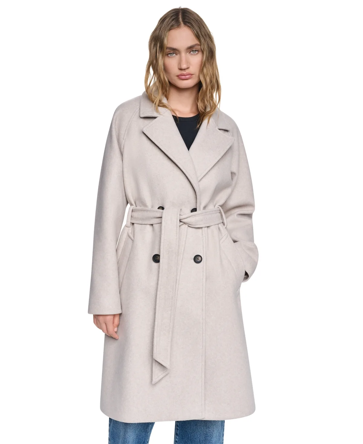 Belted Notch Collar Coat by Dkny