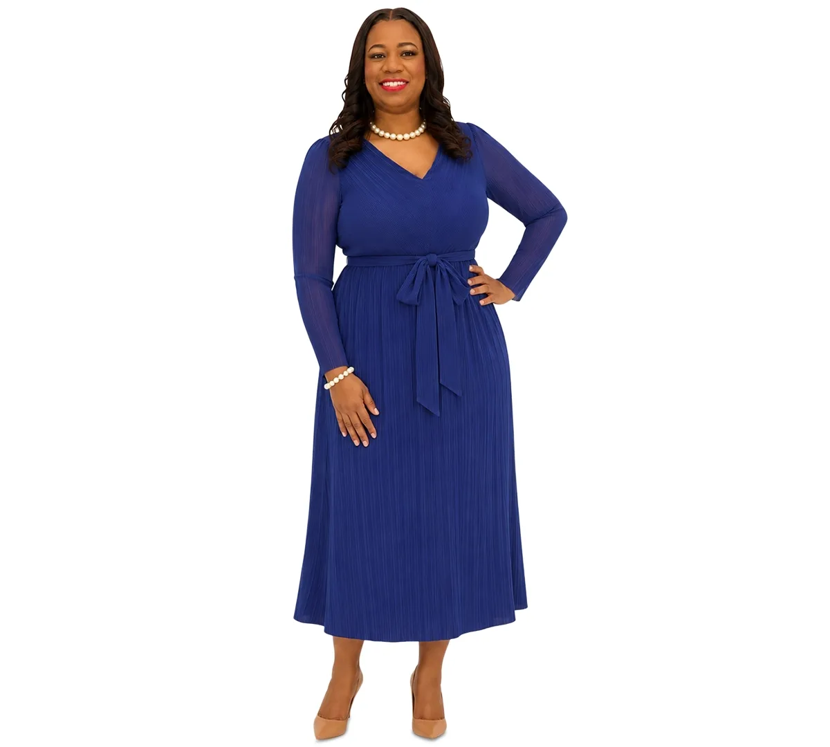 V-Neck Long-Sleeve Dress by Kasper