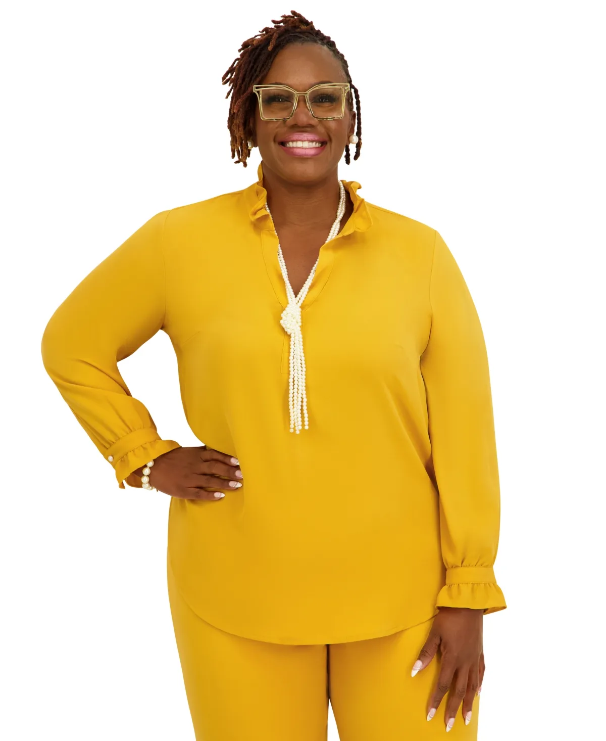V-Neck Long-Sleeve Top by Kasper