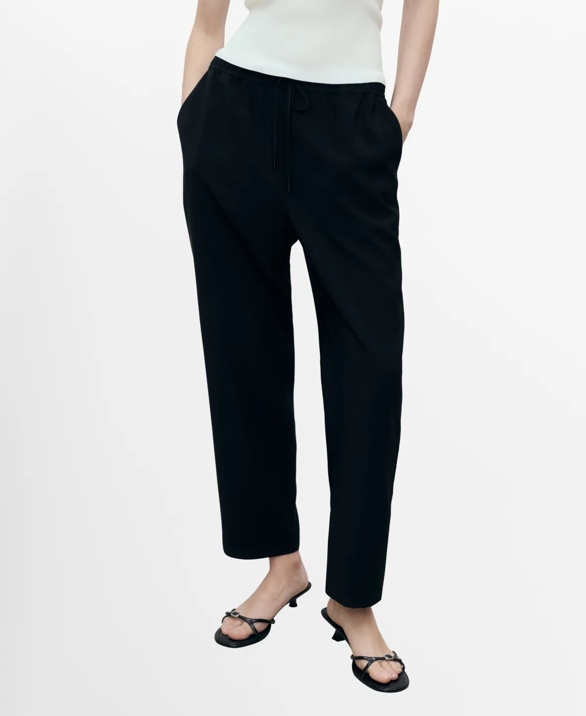 Drawstring Flowy Pants by Mango