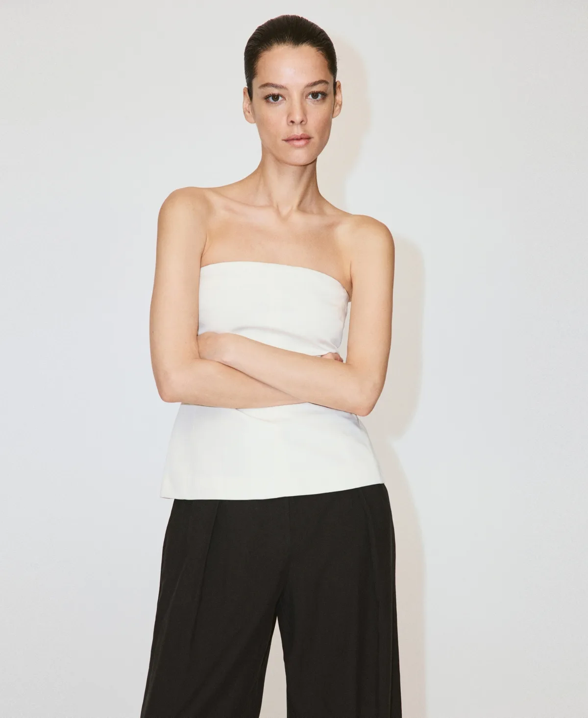Strapless Linen Top by Mango