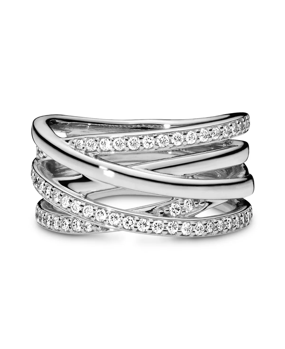 Cubic Zirconia Timeless Sparkling Polished Lines Ring by Pandora