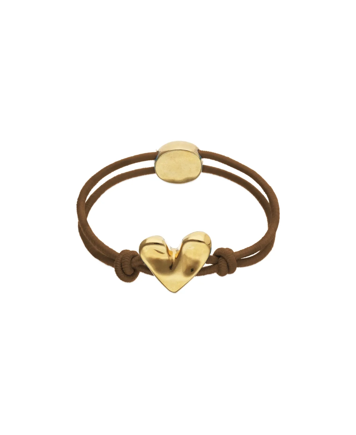 Brown Elastic Thread 18K Gold Plated Bracelet with Heart by Unode50