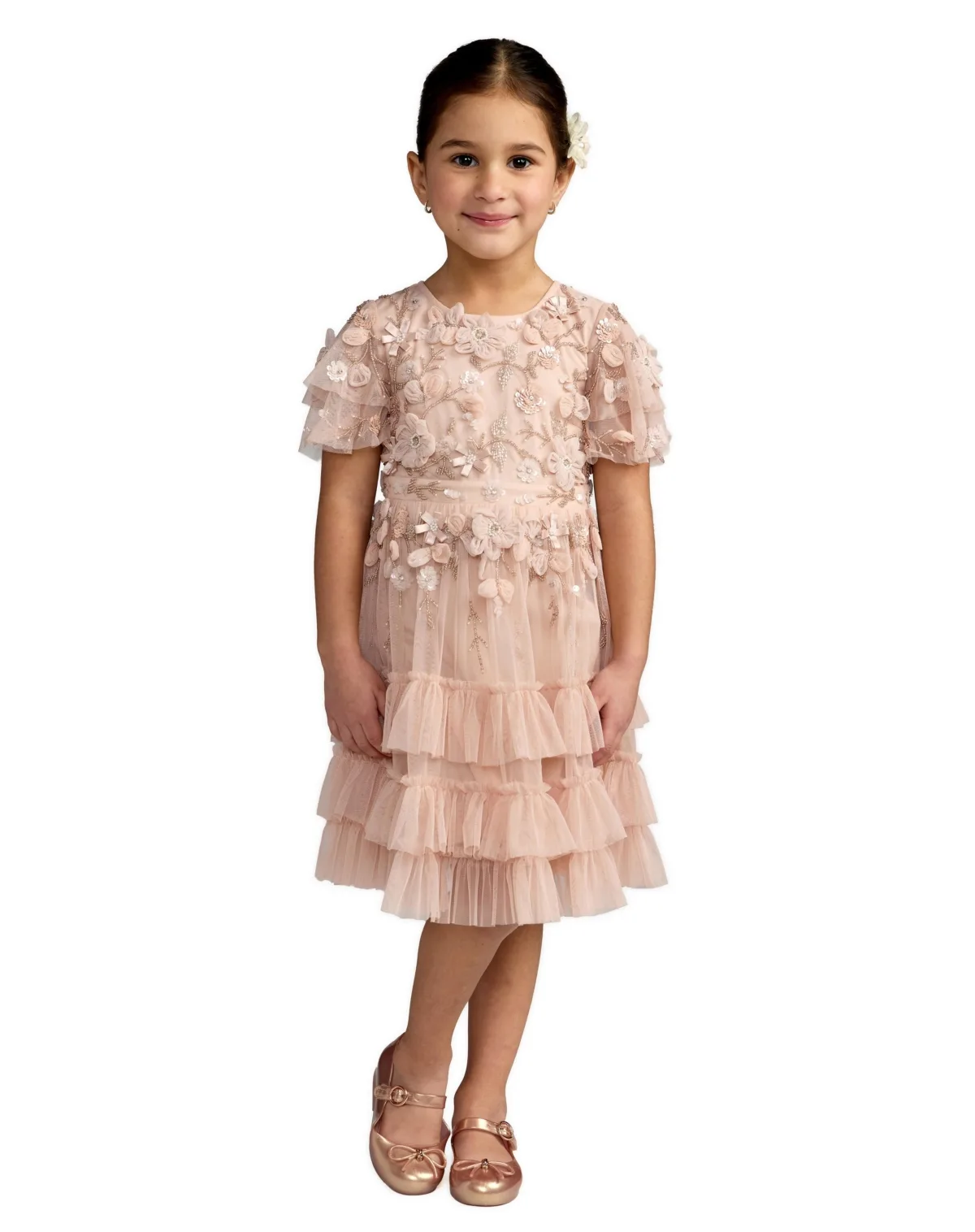 Flutter Sleeve Tiered Ruffle Gown by Mac Duggal