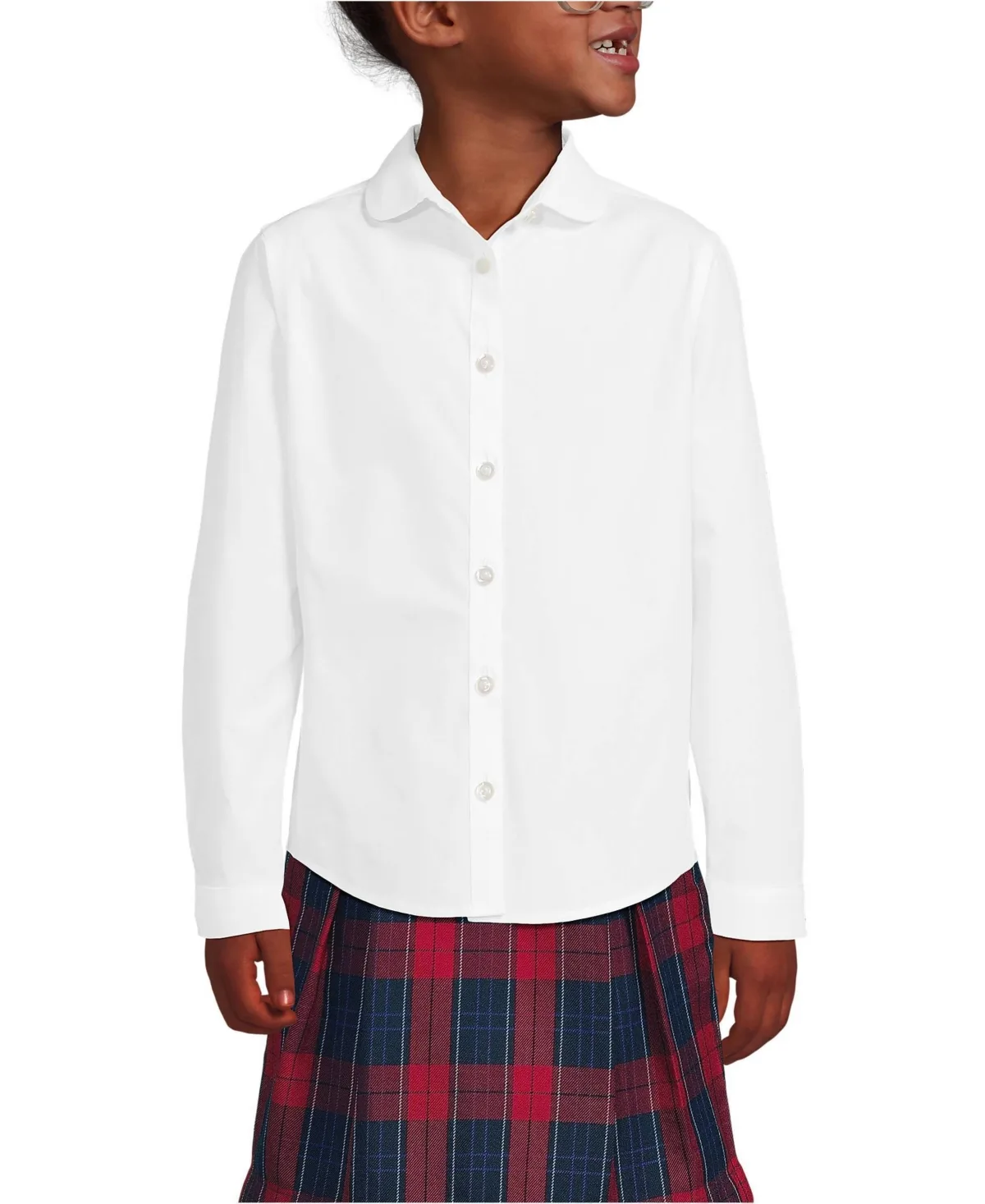 Long Sleeve Peter Pan Collar Broadcloth Shirt by Lands' End