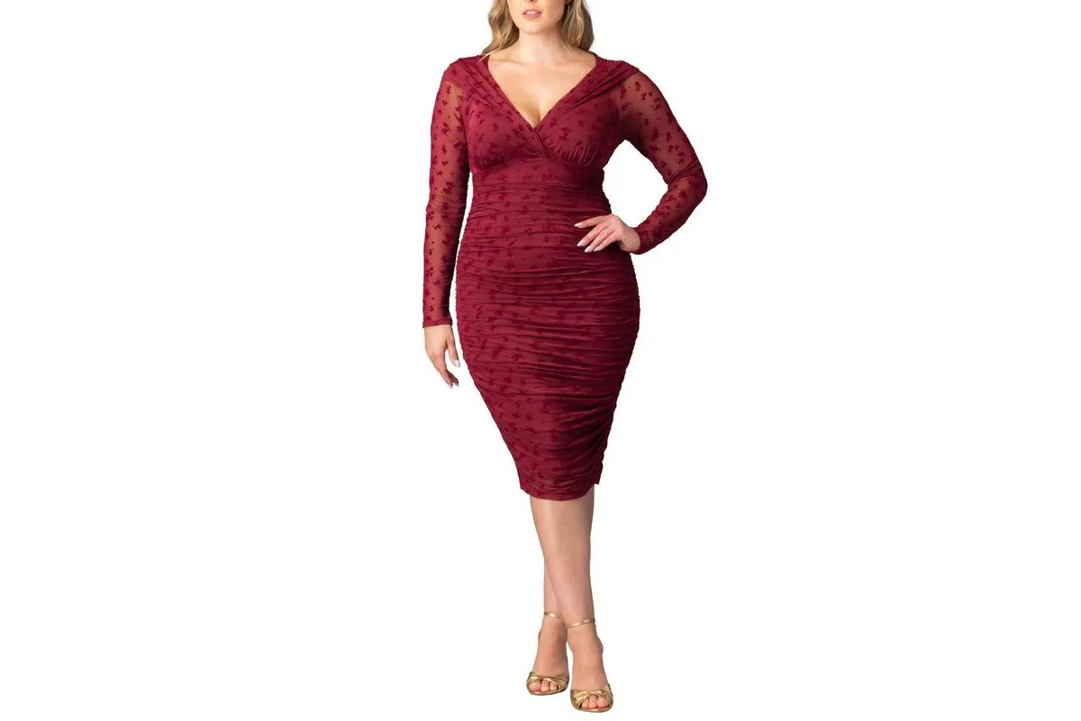 Betsey Ruched Body-Con Midi Dress by Kiyonna