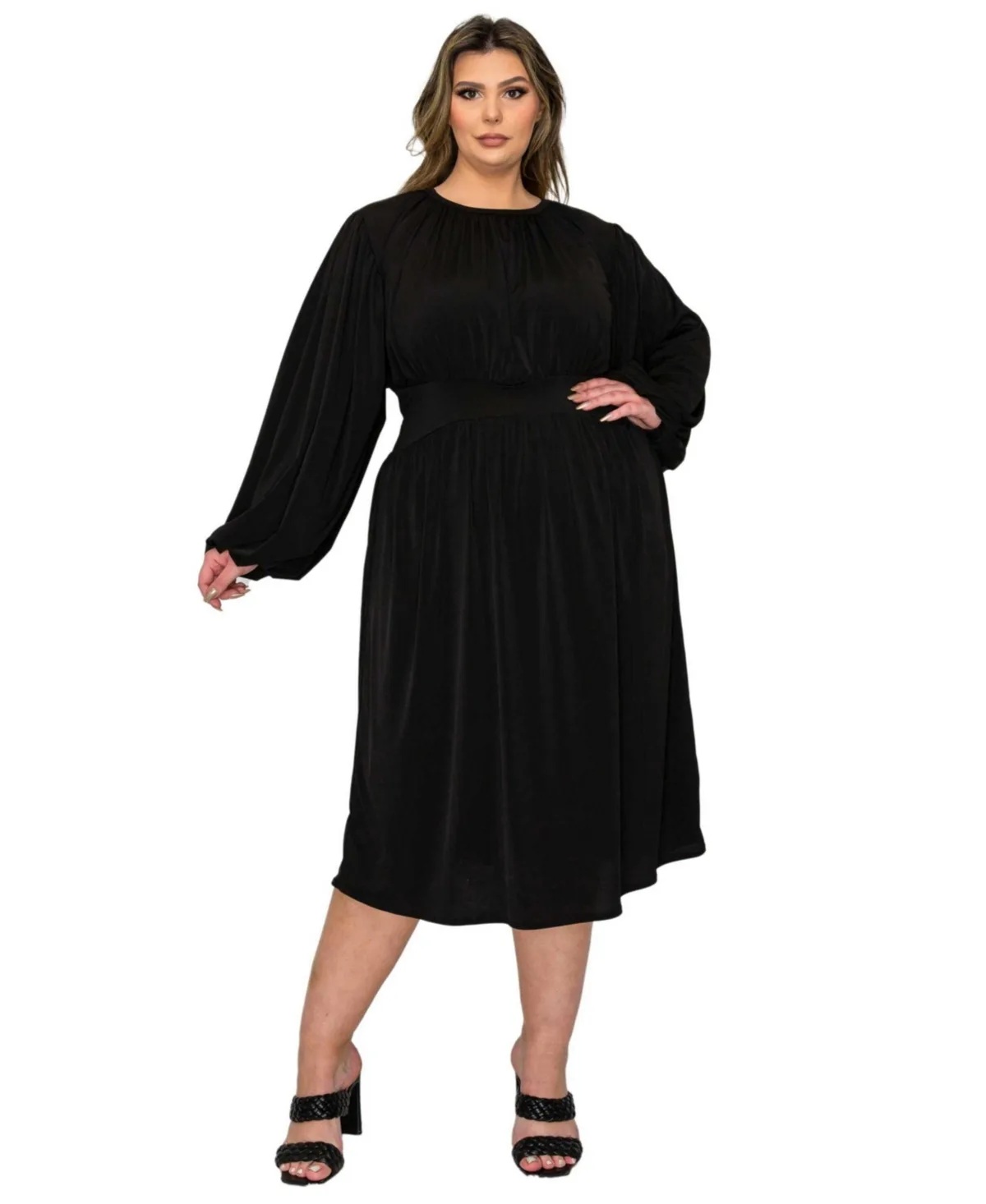 Audrey Ruched Midi Dress by L I V D